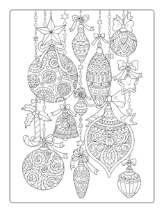 Christmas Ornaments Hanging Ornaments Intricate For Adults Winter Coloring Pdf, Free Vectors File